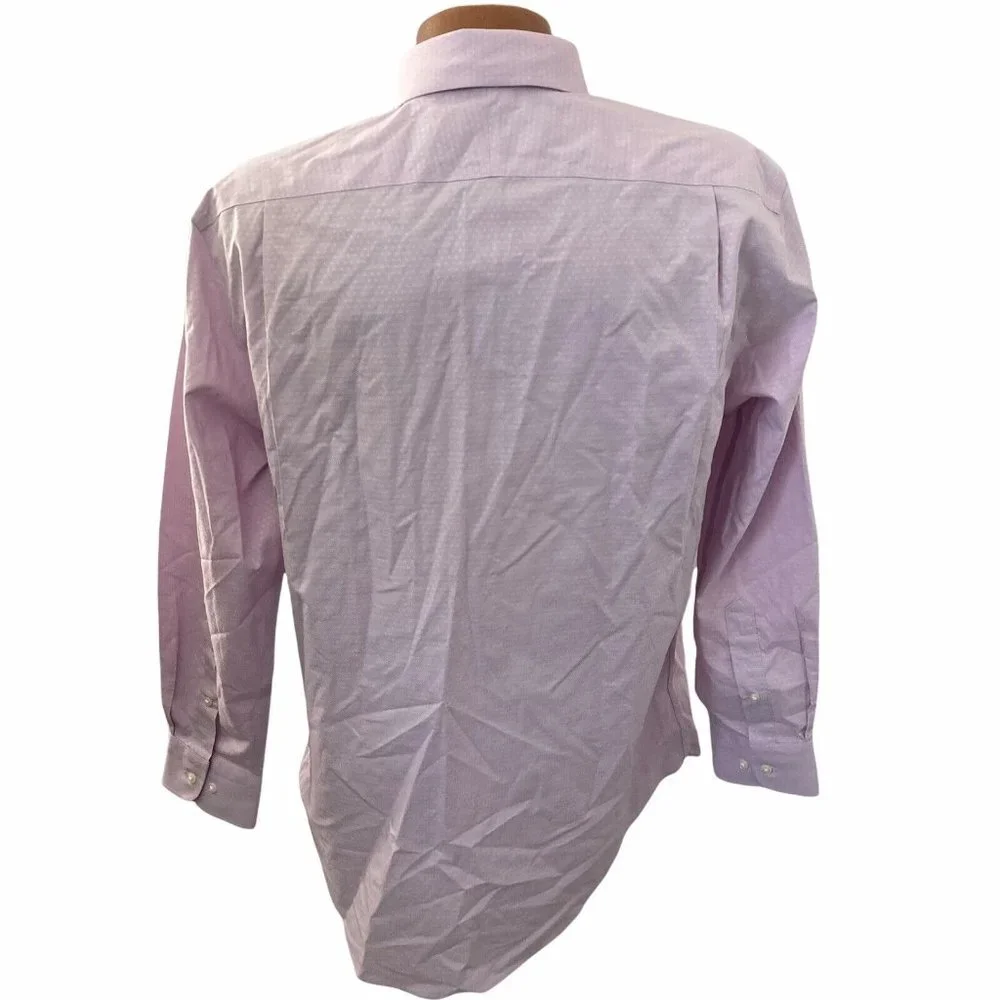 Nordstrom Shirt Mens Size 15.5 32-33 Non Iron Purple Bloom Diamond Dobby